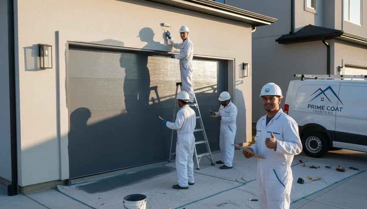 Professional garage door painting in Harrisburg PA enhancing home curb appeal and weather protection