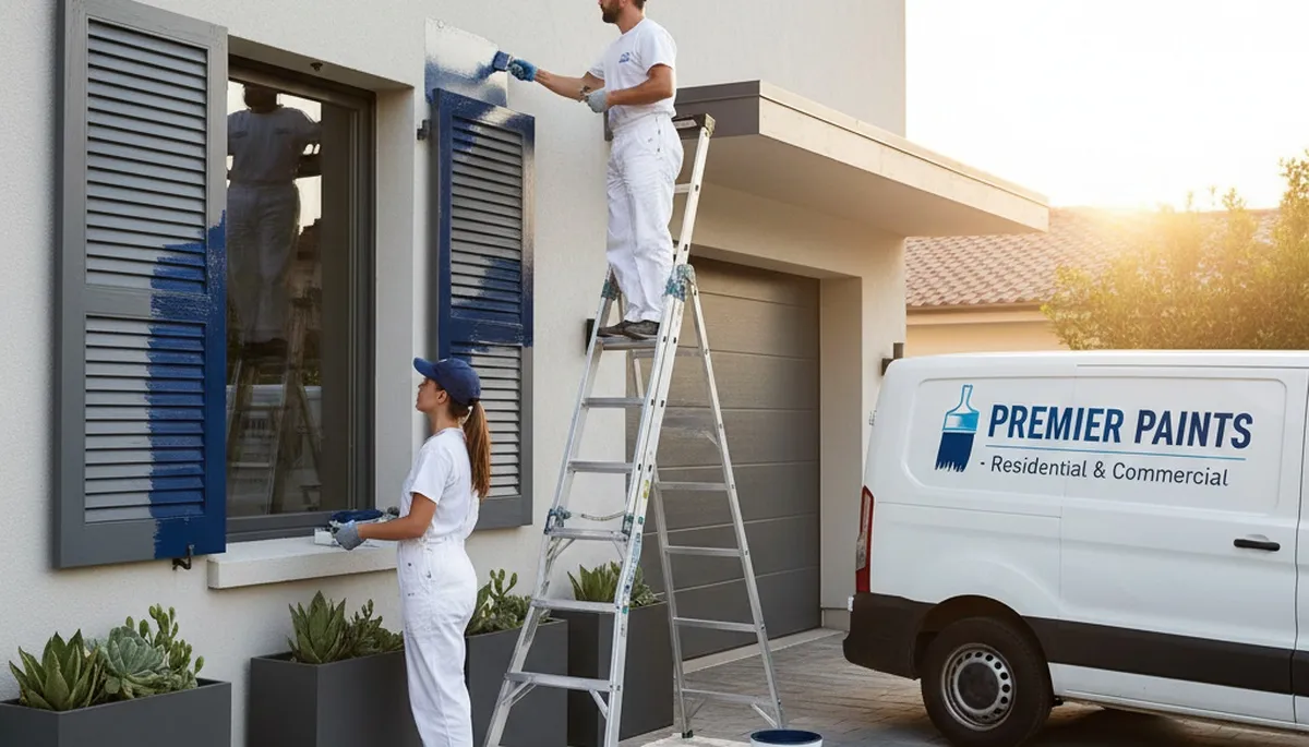 Professional shutter painting and refinishing on a Harrisburg, PA home exterior by expert painters
