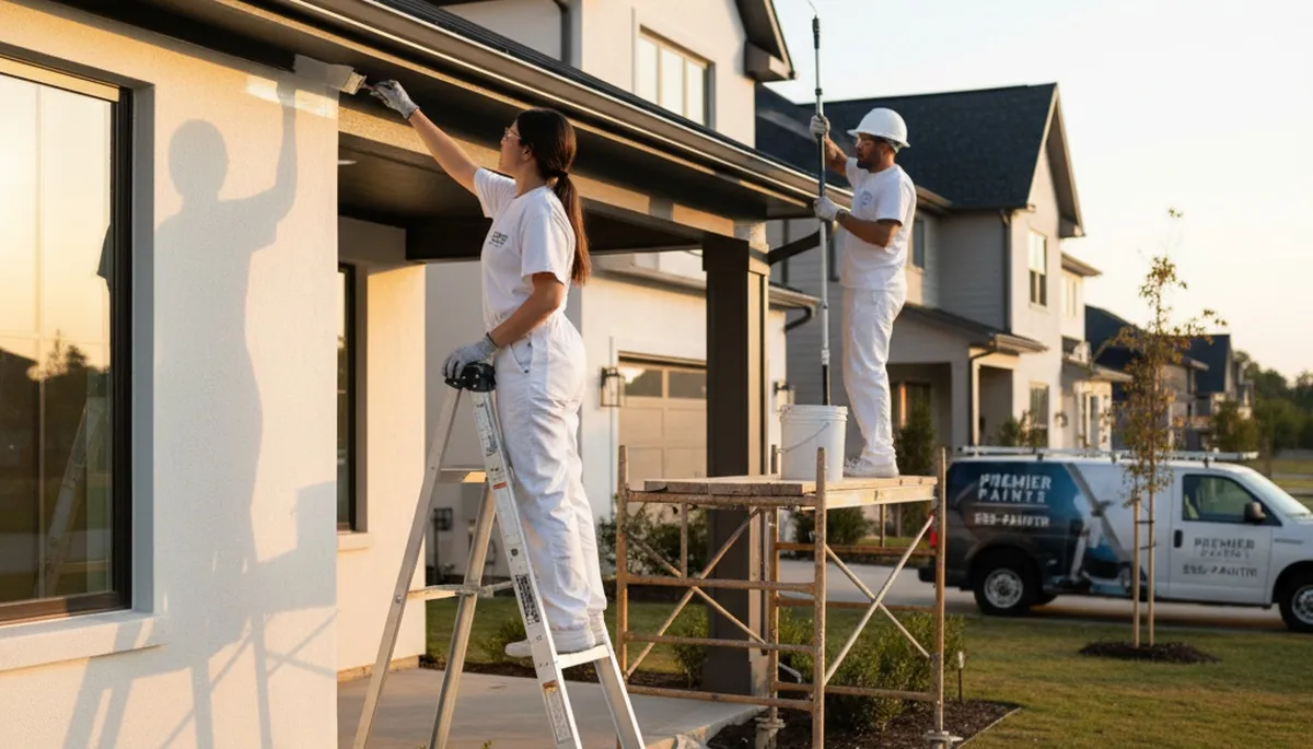 Professional trim and fascia painting on a Harrisburg PA home by expert exterior house painters